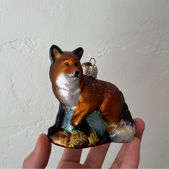 Old World Christmas OWC Red Fox Glass Christmas Ornament glitter sparkle - Picture 7 of 12